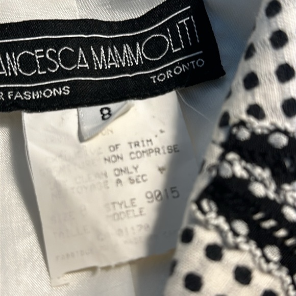 Francesca Mammoliti • B&W Polkadot Vintage Skirt and Blazer Suit • Sz 8 - Picture 14 of 16